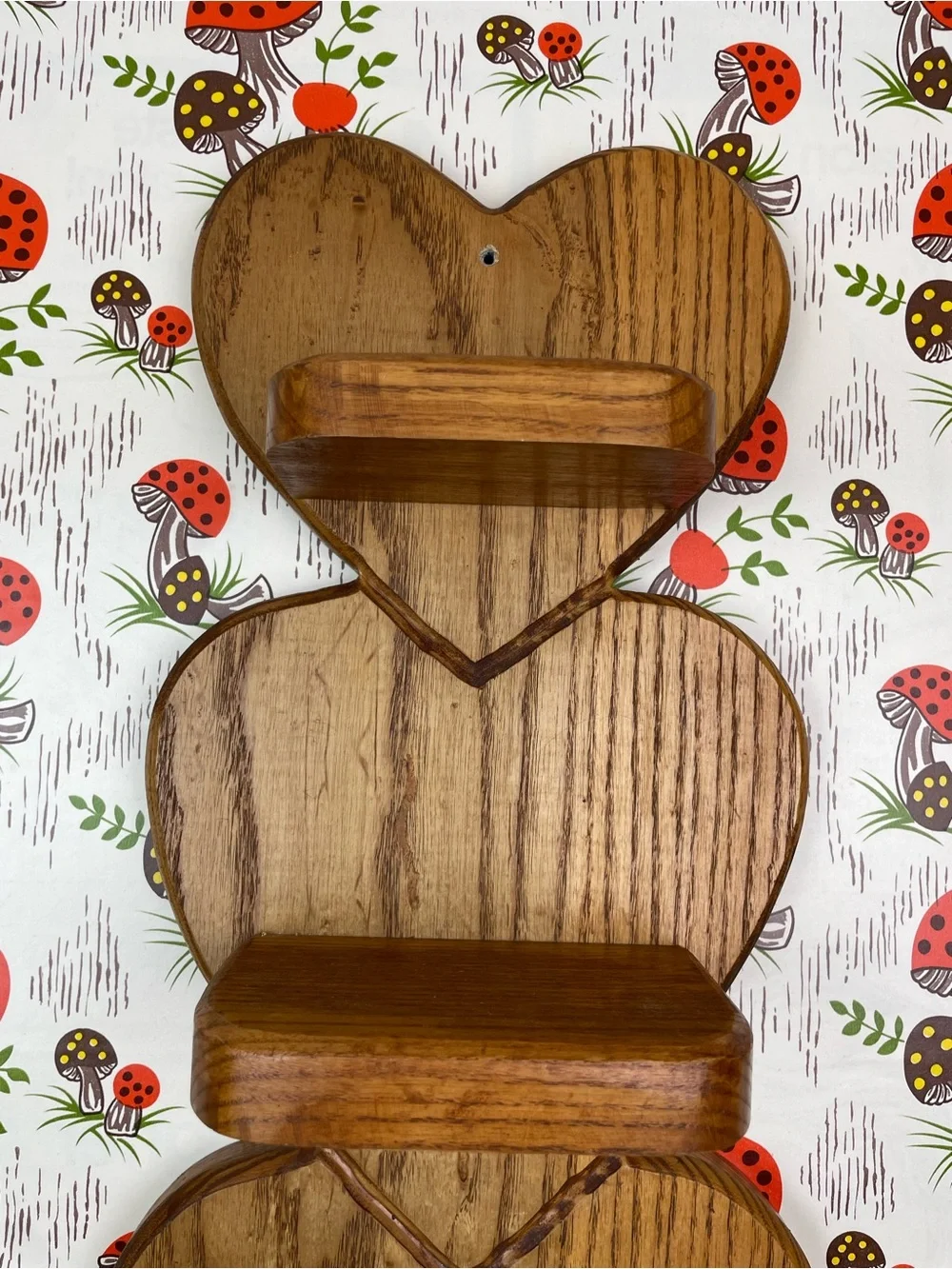 Vintage Wood 3-Tier Heart Shelf Hanging Wall Trinket Display
